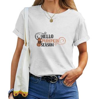 Hello Pumpkin Season Hello Fall Women T-shirt Casual Daily Crewneck Short Sleeve Graphic Basic Unisex Tee