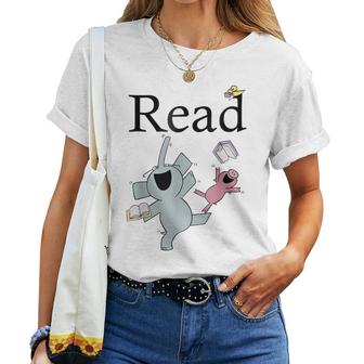 Teacher Library Read Book Club Piggie Elephant Pigeons Funny  Women T-shirt Casual Daily Crewneck Short Sleeve Graphic Basic Unisex Tee