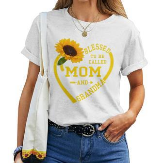 Blessed To Be Called Mom And Grandma Sunflower Women T-shirt - Thegiftio UK