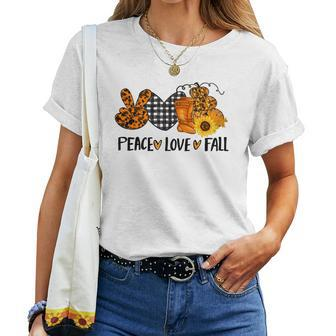 Halloween Fall Vintage Peace Love Fall Women T-shirt - Seseable