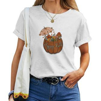 Happy Fall Happy Season Flowers Women T-shirt - Seseable
