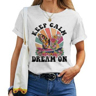 Keep Calm Dream On Vintage Boho Design V2 Women T-shirt - Seseable