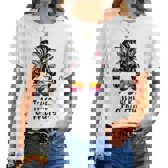 Messy Bun Hair Teacher Off Duty Sunglasses Beach Sunset Women T-shirt - Thegiftio UK