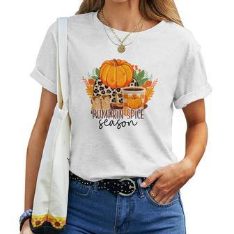 Pumpkin Spice Season Sweater Weather Fall Women T-shirt - Seseable