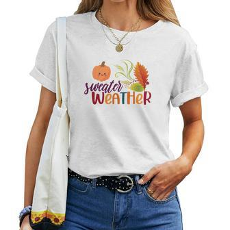 Pumpkin Sweater Weather Fall Women T-shirt - Seseable