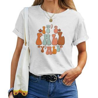 Retro Groovy Its Fall Yall Funny Women T-shirt - Seseable