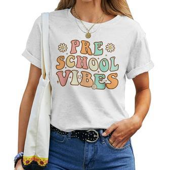 Back To School Preschool Vibes Retro Teacher Nursery School Women T-shirt - Thegiftio UK