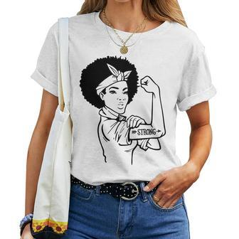 Strong Woman Rosie - Strong - Afro Woman Black Design Women T-shirt - Seseable