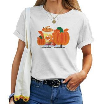 Sweater Weather Pumpkin Pie Fall Season Women T-shirt - Seseable