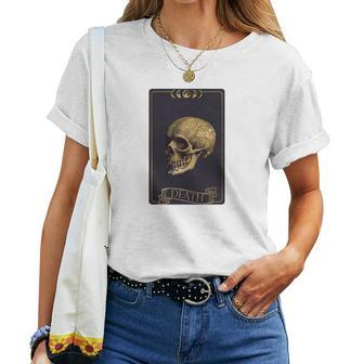 Tarrot Card Creepy Skull The Death Card Black Women T-shirt - Seseable