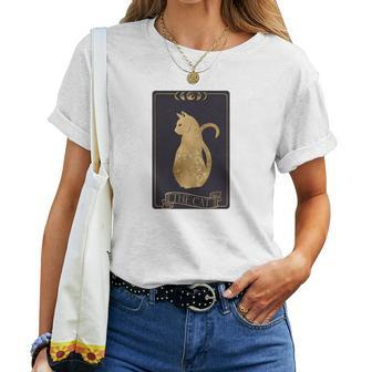 Tarrot Card Misterious The Cat Card Design Women T-shirt - Seseable