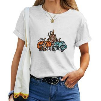 Thankful Colorful Pumpkins Fall Season Women T-shirt - Seseable