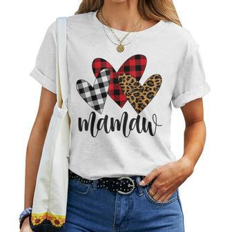 Valentines Day Leopard Mamaw Buffalo Plaid Mamaw Lover Women T-shirt - Thegiftio UK