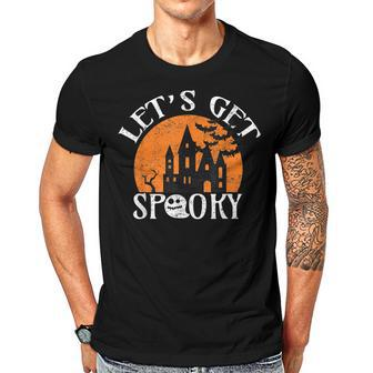 Happy Halloween Get Spooky Cute Haunted Hause Ghost Retro Men T-shirt Casual Daily Crewneck Short Sleeve Graphic Basic Unisex Tee - Seseable