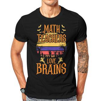 Math Teachers Love Brain Halloween Teacher Costume Men T-shirt Casual Daily Crewneck Short Sleeve Graphic Basic Unisex Tee - Seseable