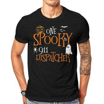 One Spooky 911 Dispatcher Halloween Funny Costume Men T-shirt Casual Daily Crewneck Short Sleeve Graphic Basic Unisex Tee - Seseable