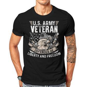 Us Army Veteran Defender Of Liberty 4Th Of July Day Men T-shirt Casual Daily Crewneck Short Sleeve Graphic Basic Unisex Tee - Seseable