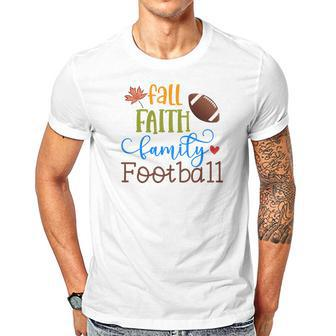 Fall Faith Family Football Thanksgiving Men T-shirt Casual Daily Crewneck Short Sleeve Graphic Basic Unisex Tee - Seseable