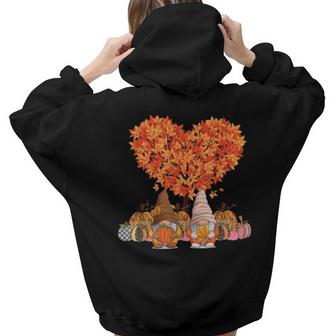 Its Fall Yall Cute Gnomes Pumpkin Autumn Tree Fall Leaves  V2 Aesthetic Words Graphic Back Print Hoodie Gift For Teen Girls