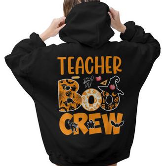 Teacher Boo Crew Halloween Witch Fall Autumn Teacher Funny  Aesthetic Words Graphic Back Print Hoodie Gift For Teen Girls