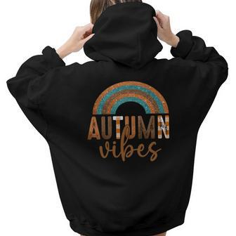 Autumn Vibes Fall Vibes Rainbow Aesthetic Words Graphic Back Print Hoodie Gift For Teen Girls - Seseable