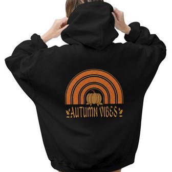 Autumn Vibes Orange Rainbow Fall Aesthetic Words Graphic Back Print Hoodie Gift For Teen Girls - Seseable