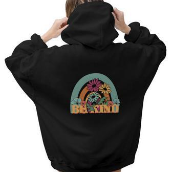 Be Kind Stay Positive Retro Boho Aesthetic Words Graphic Back Print Hoodie Gift For Teen Girls - Seseable