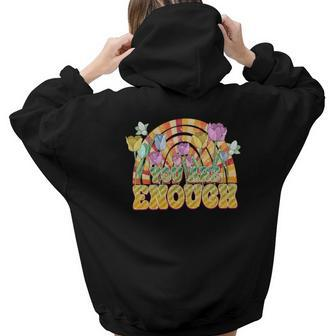 Boho Vintage You Are Enough Retro Custom Aesthetic Words Graphic Back Print Hoodie Gift For Teen Girls - Seseable
