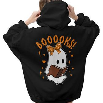 Booooks Boo Ghost Halloween Nerd Aesthetic Words Graphic Back Print Hoodie Gift For Teen Girls - Thegiftio UK