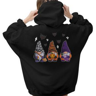 Cute Halloween Gnomes Autumn Pumpkins Fall Holiday  V2 Aesthetic Words Graphic Back Print Hoodie Gift For Teen Girls