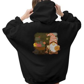 Fall Gnomes Pumpkin Spice Harvest Kisses Aesthetic Words Graphic Back Print Hoodie Gift For Teen Girls - Thegiftio UK