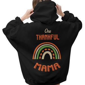 Fall Rainbow One Thankful Mama Gift For Mom Aesthetic Words Graphic Back Print Hoodie Gift For Teen Girls - Seseable