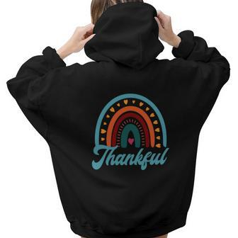 Fall Thankful Rainbow Lovers Autumn Season Aesthetic Words Graphic Back Print Hoodie Gift For Teen Girls - Seseable