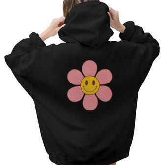 Flower Smiley Positive Retro Vintage V2 Aesthetic Words Graphic Back Print Hoodie Gift For Teen Girls - Seseable