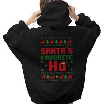 Funny Christmas Santa Is Favorite Ho Aesthetic Words Graphic Back Print Hoodie Gift For Teen Girls