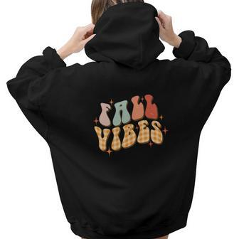 Funny Retro Fall Vibes Groovy Style Aesthetic Words Graphic Back Print Hoodie Gift For Teen Girls - Seseable