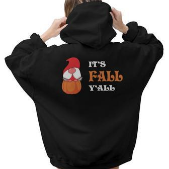 Gnomes Pumpkin Its Fall Yall Thanksgiving Aesthetic Words Graphic Back Print Hoodie Gift For Teen Girls - Seseable