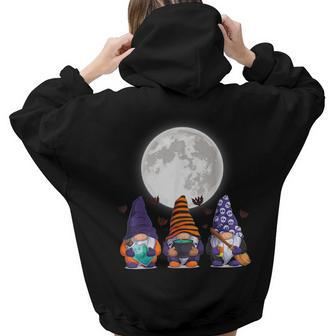 Halloween Gnomes Cute Autumn Pumpkin Fall Funny Holiday  V2 Aesthetic Words Graphic Back Print Hoodie Gift For Teen Girls