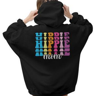 Hippie Awesome Color Hippie Mom Design Aesthetic Words Graphic Back Print Hoodie Gift For Teen Girls - Seseable