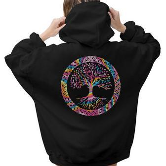 Hippie Colorful Tree Circle Official Custom Aesthetic Words Graphic Back Print Hoodie Gift For Teen Girls - Seseable