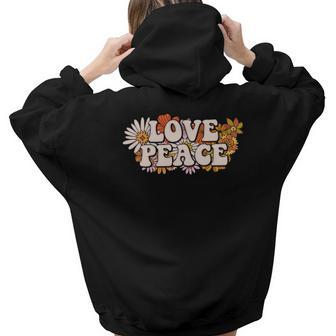 Hippie Flower Colorful Love Peace Design Aesthetic Words Graphic Back Print Hoodie Gift For Teen Girls - Seseable