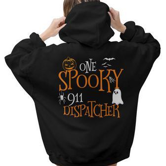 One Spooky 911 Dispatcher Halloween Funny Costume Hoodie Words Graphic Back Print Hoodie Gift For Teen Girls Women - Seseable