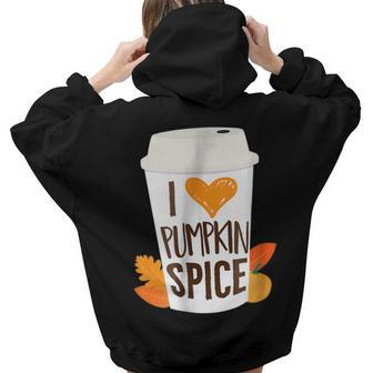 Pumpkin Spice Coffee Latte Fall Autumn Season And Halloween Aesthetic Words Graphic Back Print Hoodie Gift For Teen Girls - Thegiftio UK