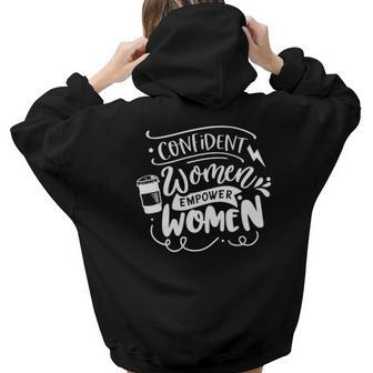 Strong Woman Confident Women Empower Women - White Aesthetic Words Graphic Back Print Hoodie Gift For Teen Girls - Seseable