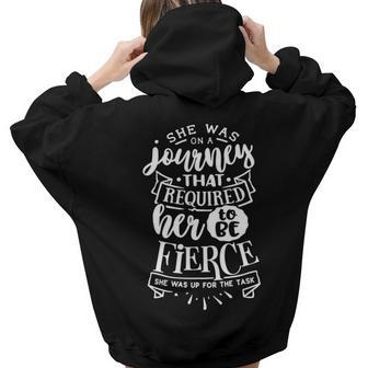 Strong Woman She Was On A Journey That Required V2 Aesthetic Words Graphic Back Print Hoodie Gift For Teen Girls - Seseable