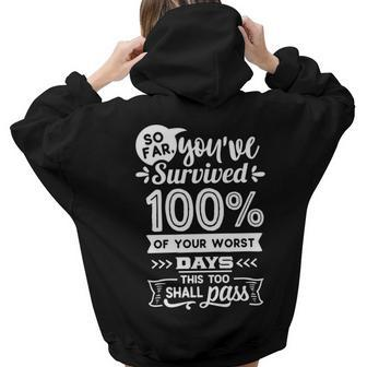 Strong Woman So Far You Have Survived 100 Of Your Worst V2 Aesthetic Words Graphic Back Print Hoodie Gift For Teen Girls - Seseable