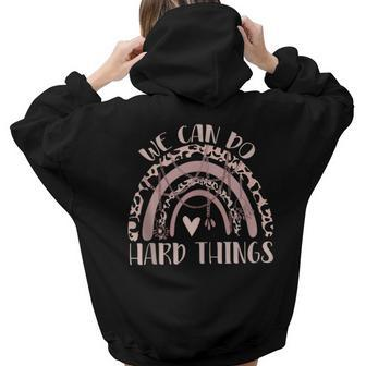 We Can Do Hard-Things Teacher Leopard Rainbow Back To School Aesthetic Words Graphic Back Print Hoodie Gift For Teen Girls - Thegiftio UK
