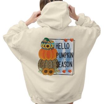 Funny Hello Pumpkin Season Fall Aesthetic Words Graphic Back Print Hoodie Gift For Teen Girls