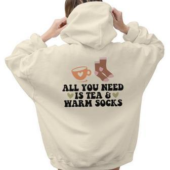 All You Need Is Tea And Warm Socks Fall Aesthetic Words Graphic Back Print Hoodie Gift For Teen Girls - Seseable