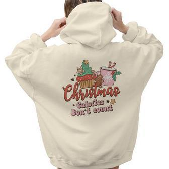 Christmas Calories Do Not Count Retro Christmas Gifts Aesthetic Words Graphic Back Print Hoodie Gift For Teen Girls - Seseable